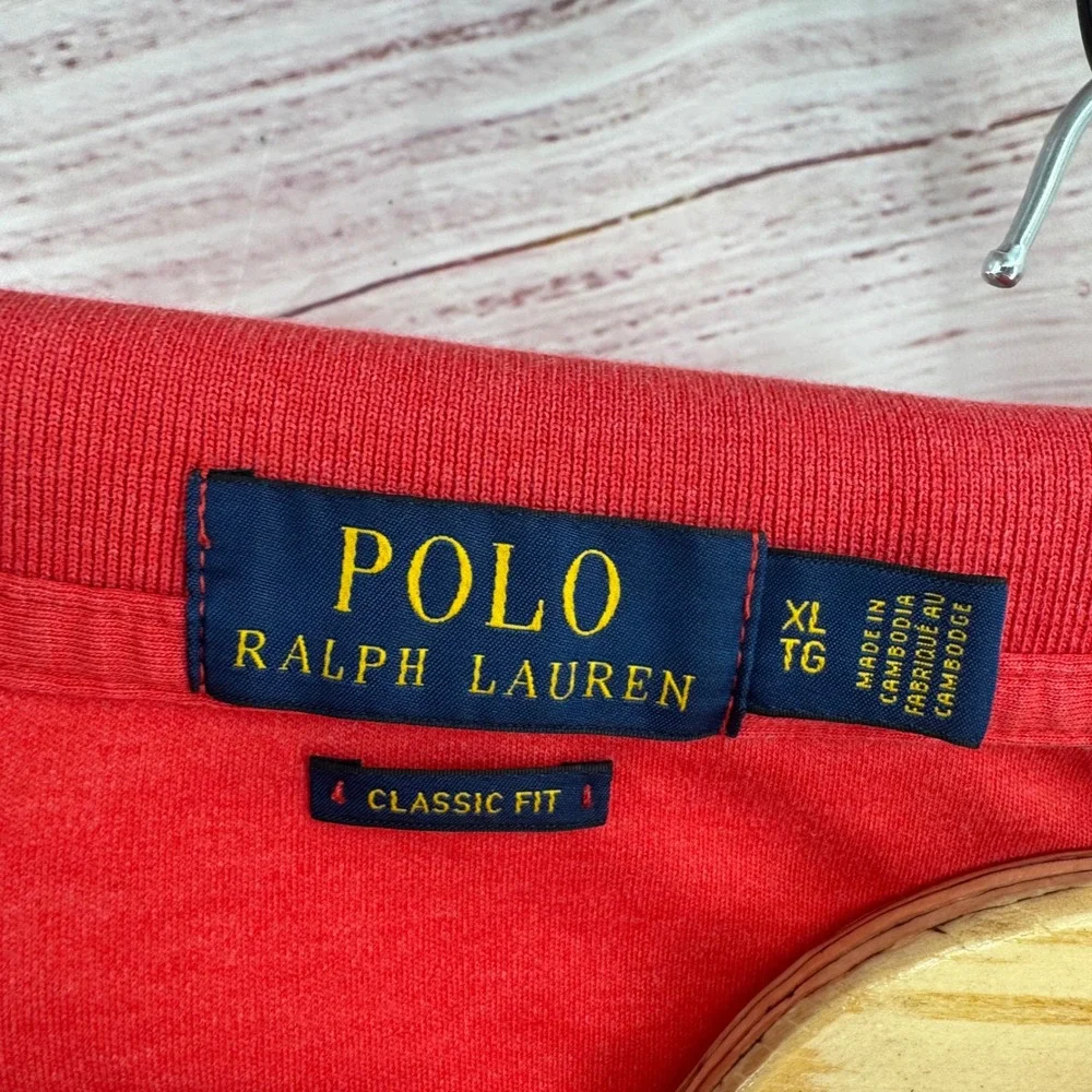 Polo Ralph Lauren Polo Shirt Mens Size XL Classic Fit Red Short Sleeve Cotton